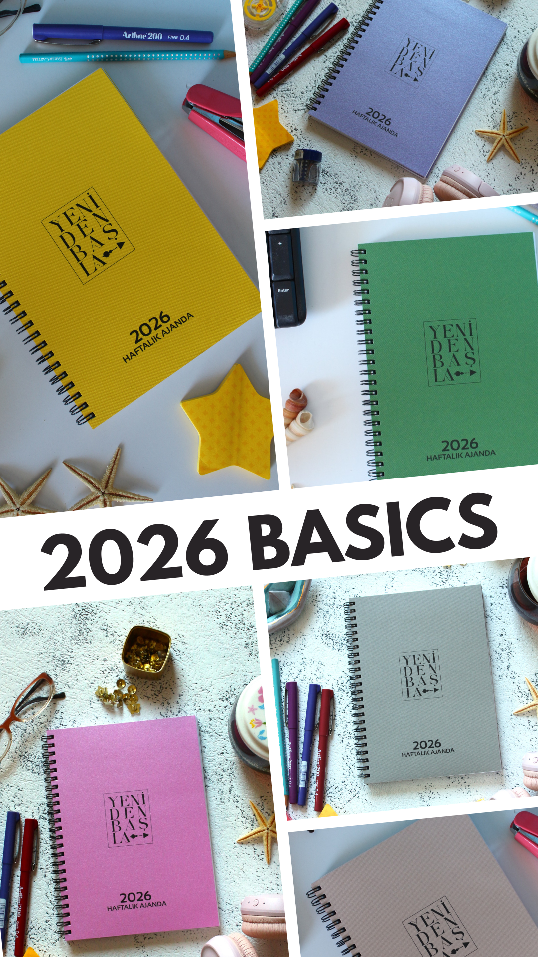 YENİDEN BAŞLA BASİC AJANDA 2026 HAFTALIK AJANDA DOKULU SERİ