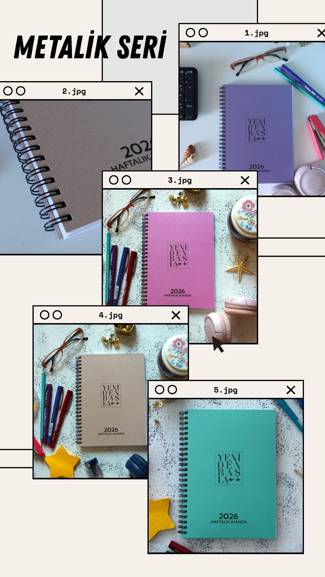 YENİDEN BAŞLA BASİC AJANDA 2026 HAFTALIK AJANDA METALİK SERİ