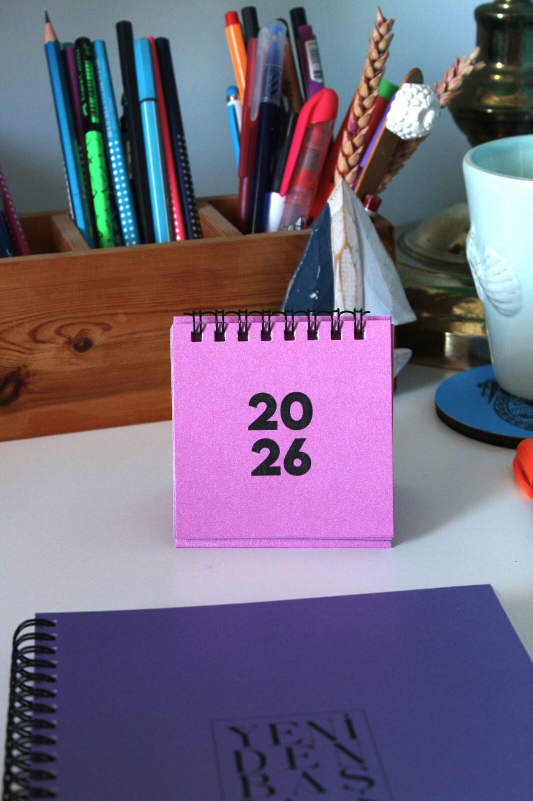 2026 MİNİ TAKVİM (11 RENK) METALİK PEMBE