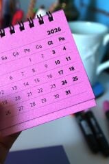 2026 MİNİ TAKVİM (11 RENK) METALİK PEMBE