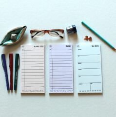 MİNİ PLANLAYICI 3LÜ SET (BUGÜN-BU HAFTA-ALIŞVERİŞ LİSTESİ) (5 RENK) SET4-MOR-SOMON-MAVİ