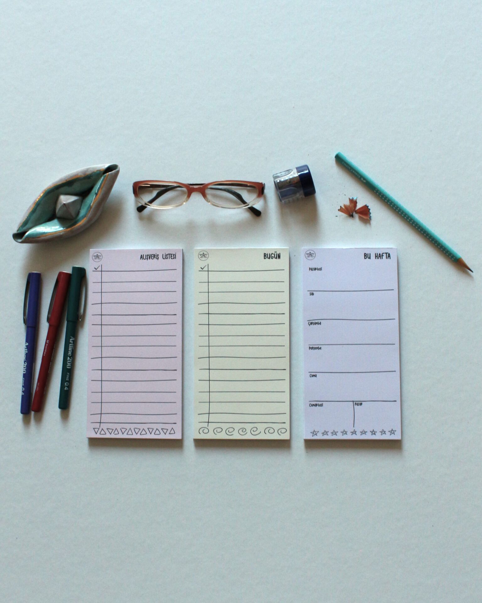 MİNİ PLANLAYICI 3LÜ SET (BUGÜN-BU HAFTA-ALIŞVERİŞ LİSTESİ) (5 RENK) SET5 -SARI-PEMBE-MOR